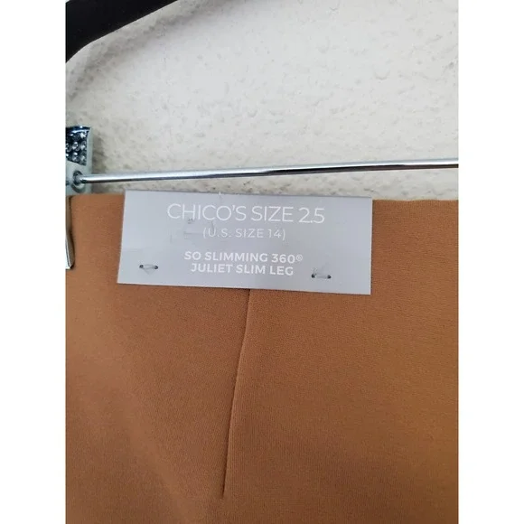Chico's 2.5 So Slimming 360 Juliet Slim Leg Pants Camel Tan US 14 NWT Ponte - Picture 4 of 10